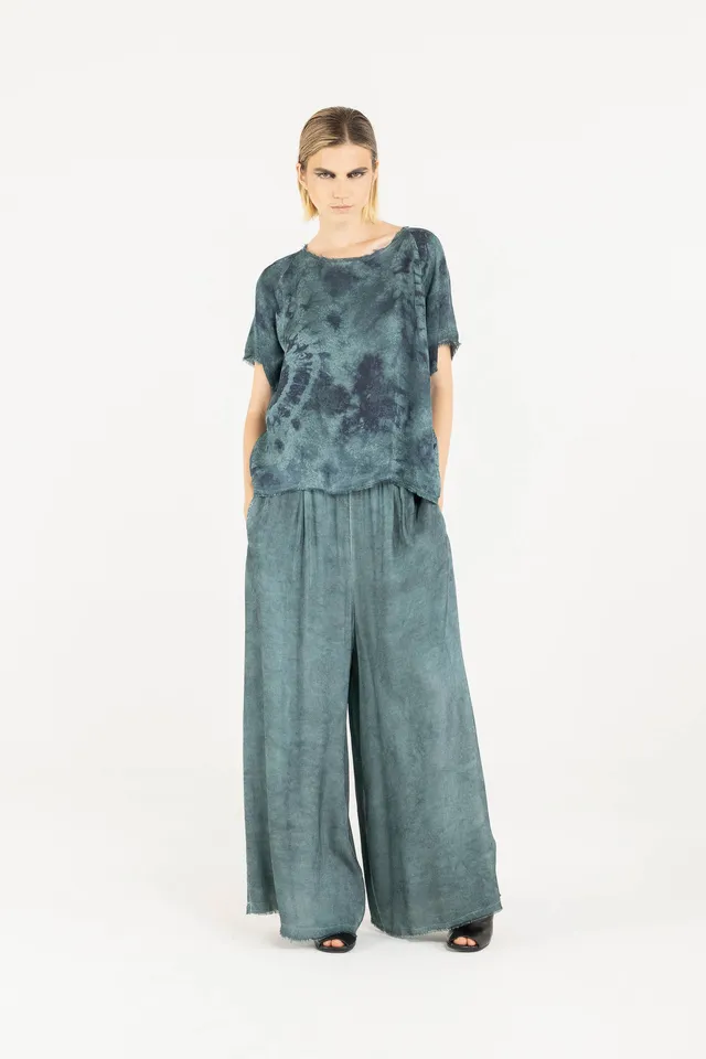 Sanctamuerte T-Shirt Boxy Tshirt Viskose-Satin Tie-Dye