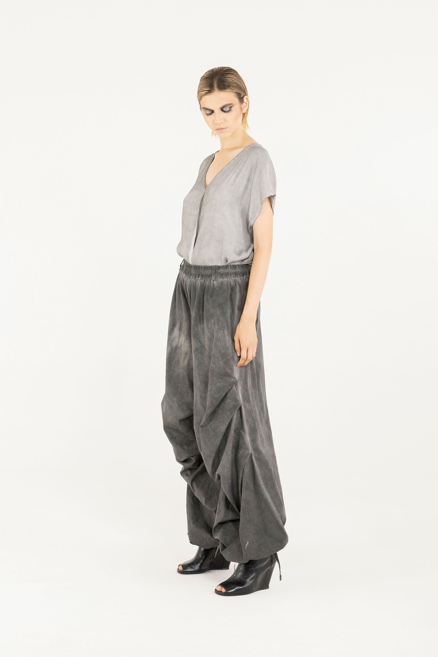 Sanctamuerte Pantaloni Pantalone Ampio Hose Baumwollpopeline Weit