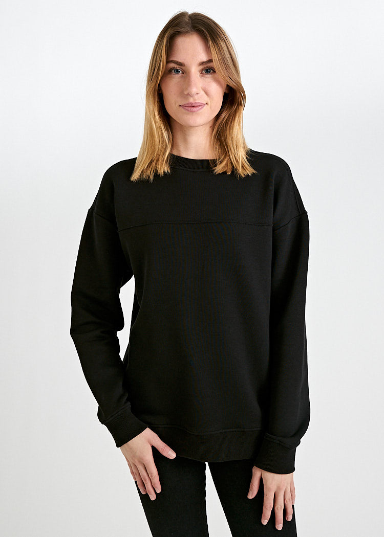 Wijld Marie Sweater Damen Schwarz Stehkragen Holz