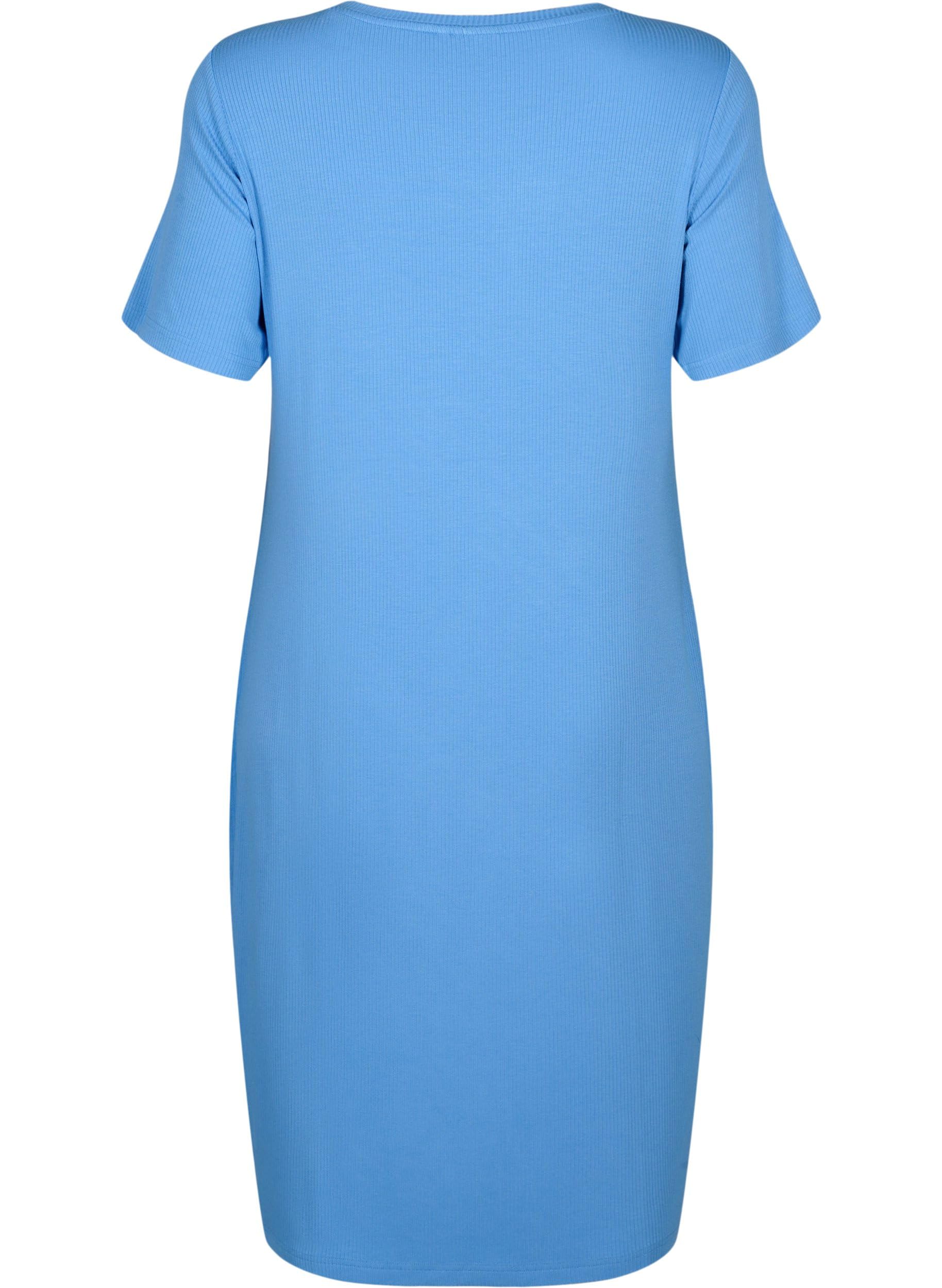 Zizzi Dresses Kleid Ripp Viskose kurze Ärmel 42-60