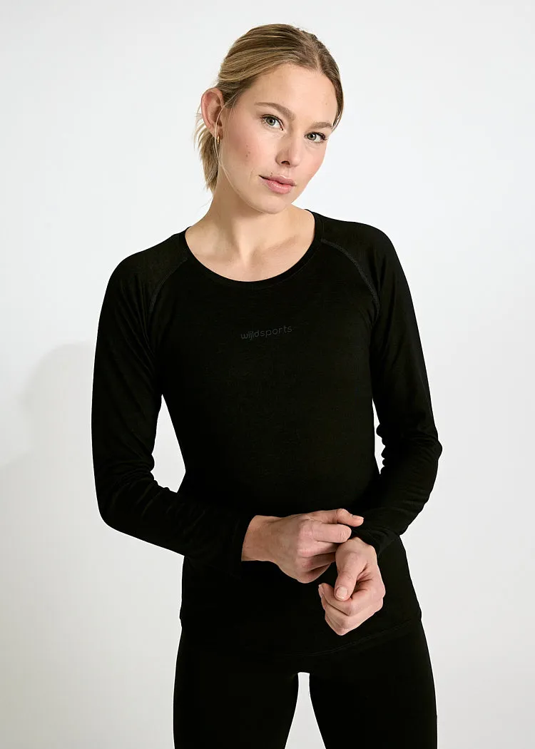 Wijld Nellie Black Gray Damen Langarmshirt Sport