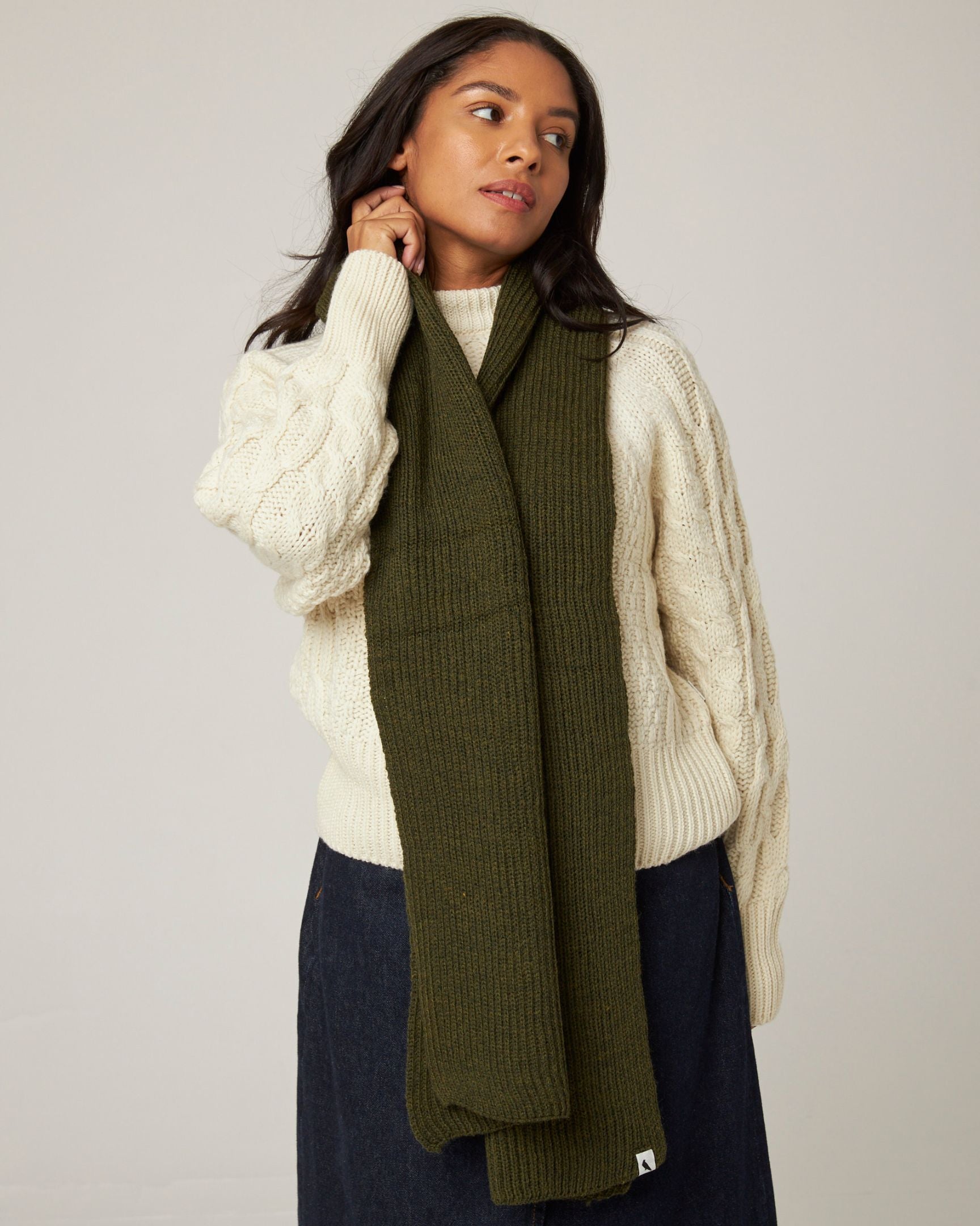 Peregrine Porter Ribbed Scarf Strickschal Oak Merino