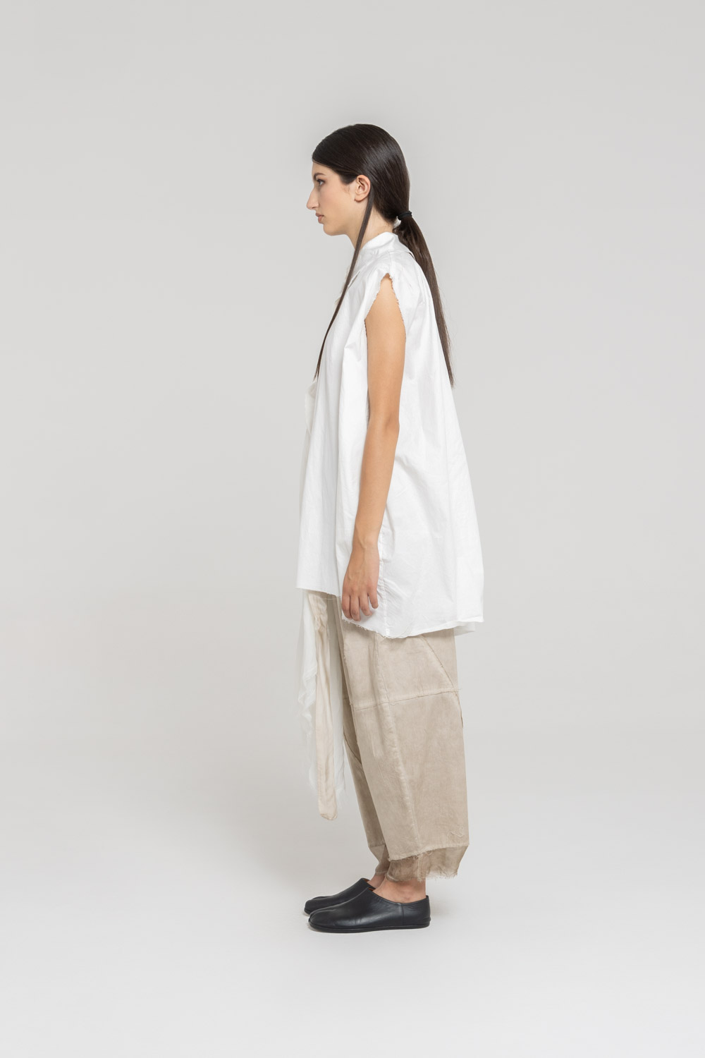 Sanctamuerte Camicie Hemdkleid Baumwolle Asymmetrisch Ärmellos