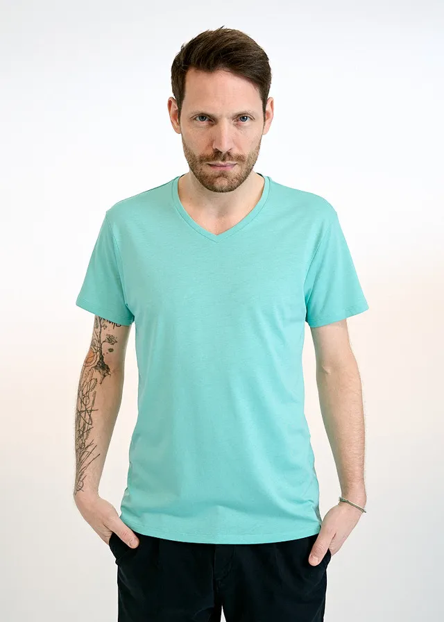 Wijld Alex Herren T-Shirt Pool Blue V-Ausschnitt