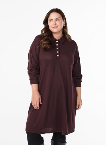 Zizzi Polokleid Langarm Knöpfe Große Größen 42-64