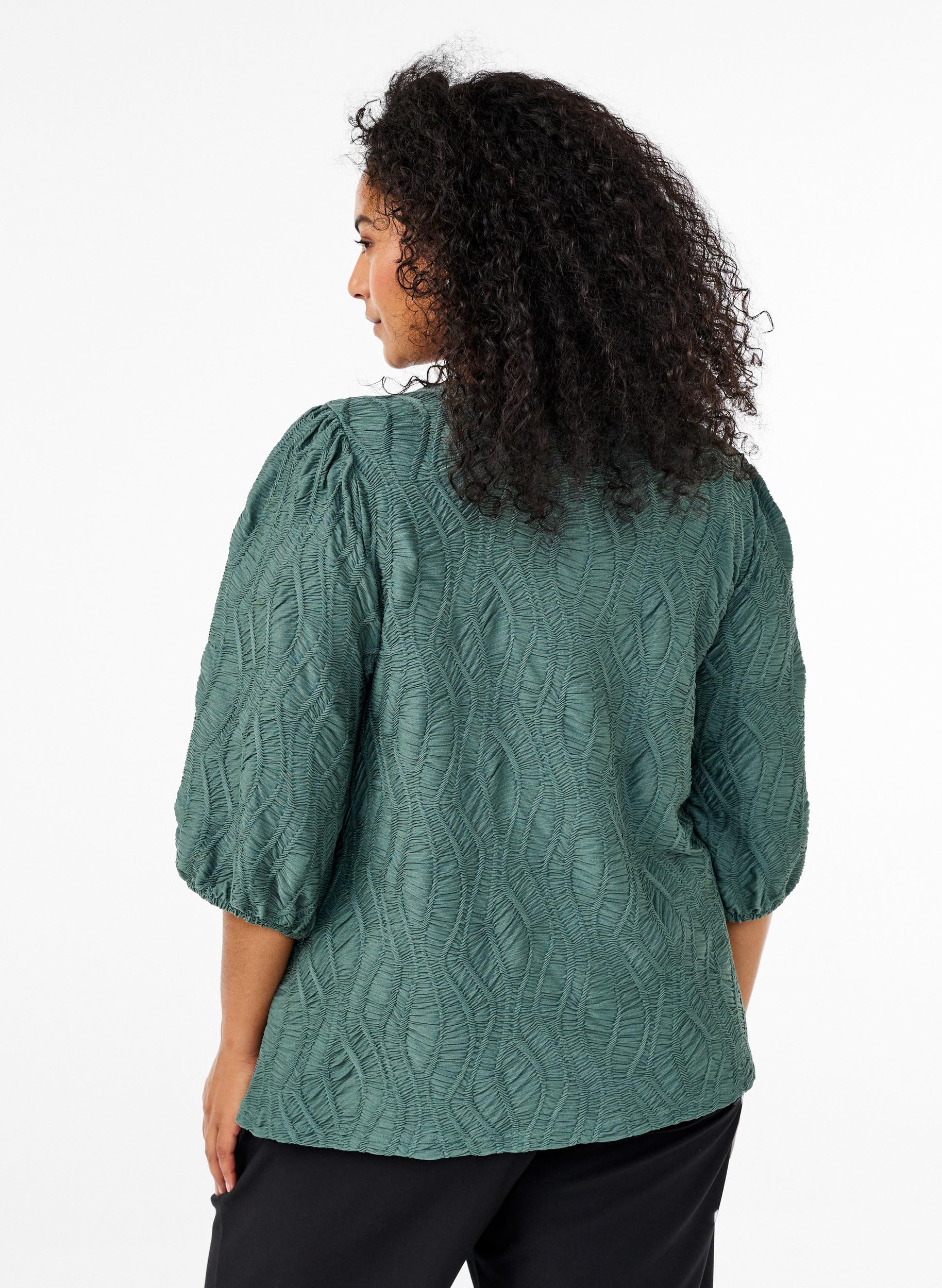 Zizzi Blouses Bluse Große Größen 42-60 3/4-Ärmel Textur