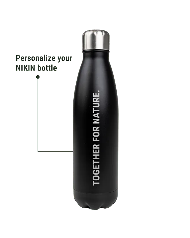 NIKIN TreeBottle personalisiert Trinkflasche Schwarz 500ml Edelstahl