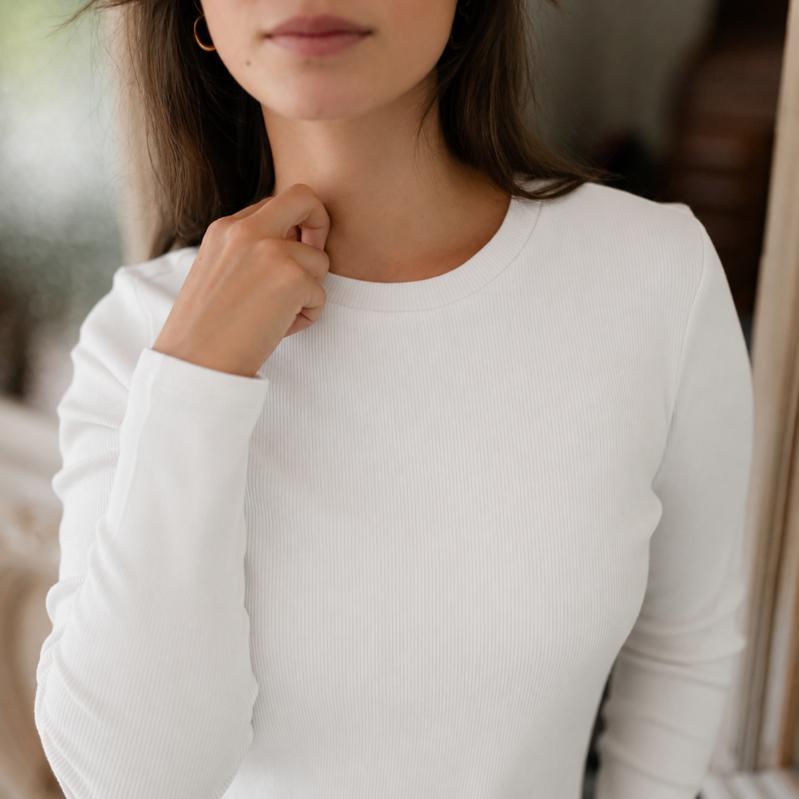 Nordlicht Lica Ripp Langarmshirt Weiß Bio-Baumwolle