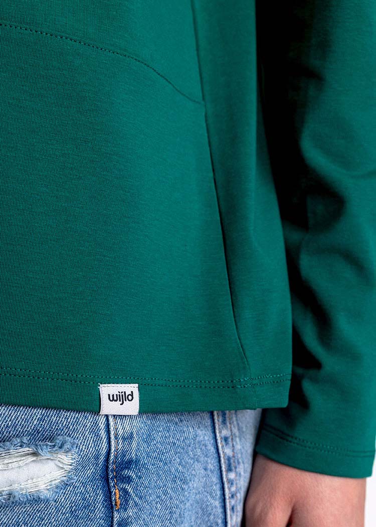 Wijld Pocket Langarmshirt Damen Aventurine Lyocell Bio