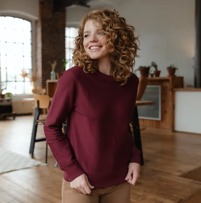 NORDLICHT Sanna Sweater Rot M Bio-Baumwolle Struktur