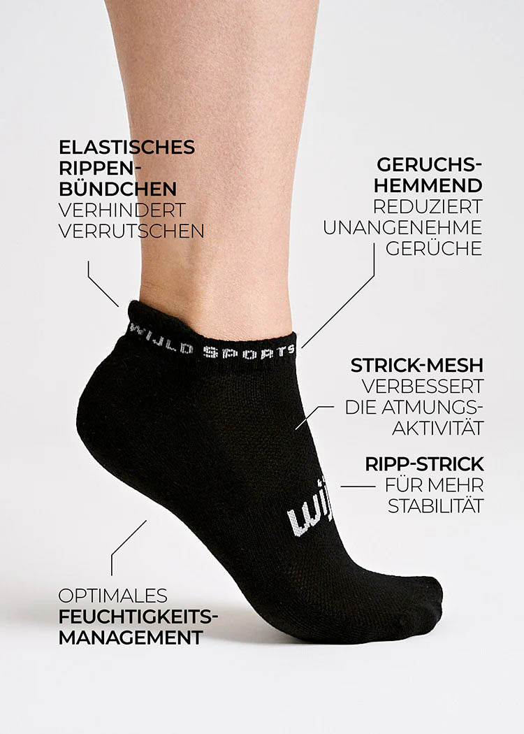 Wijld Socks Woodsocks Sneaker Sportsocken Schwarz Lyocell