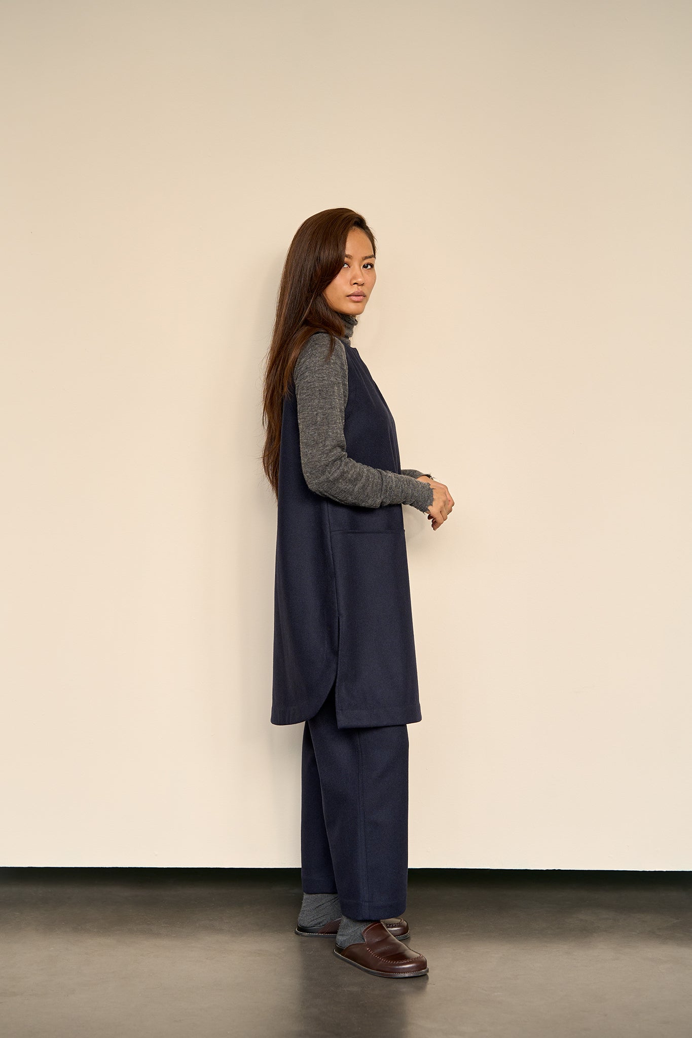 Christiane Strobel LINDA Westenkleid Wolle Knielang