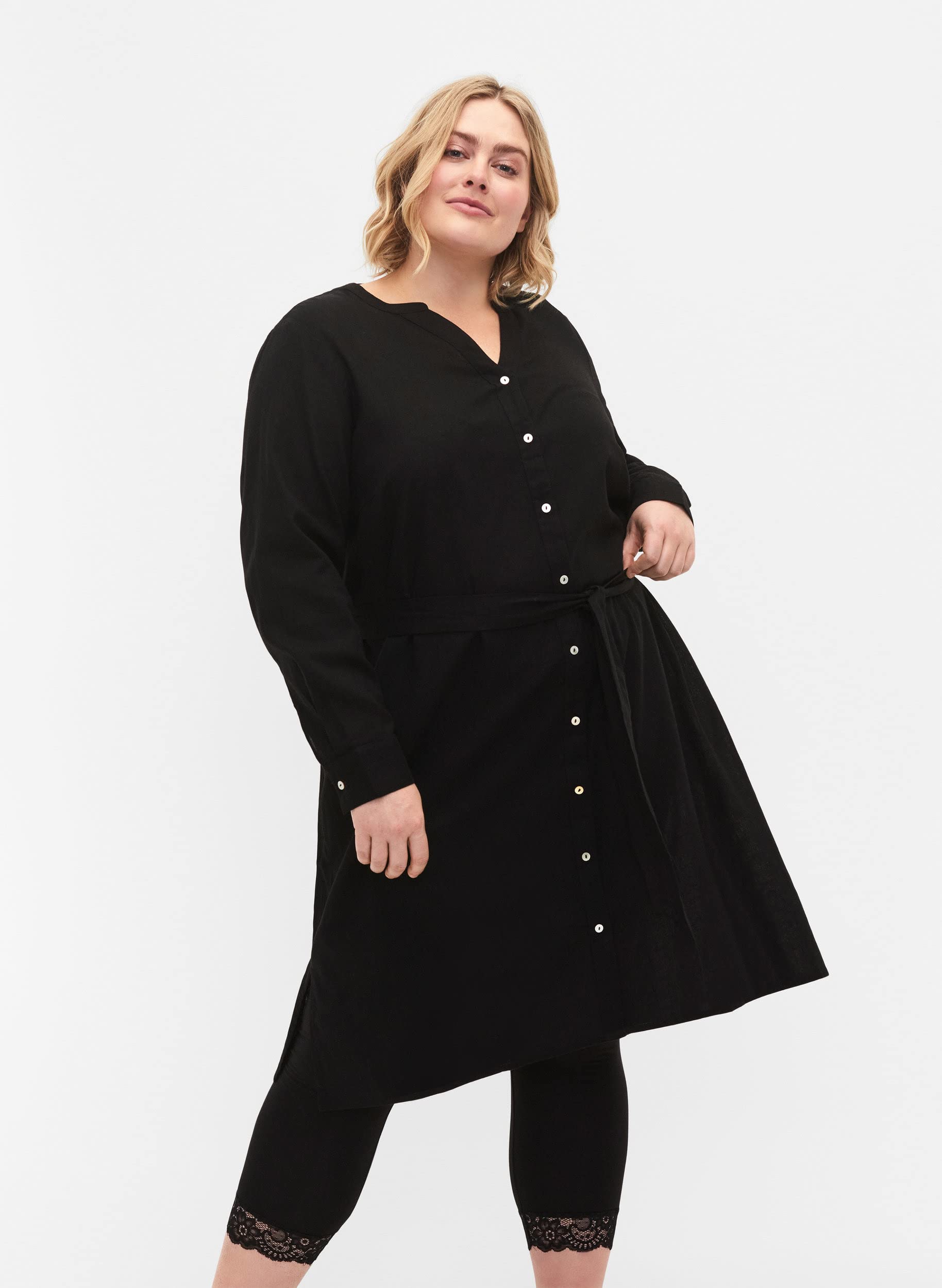 Zizzi Dresses Hemdkleid Langarm Baumwolle Hemdkleid