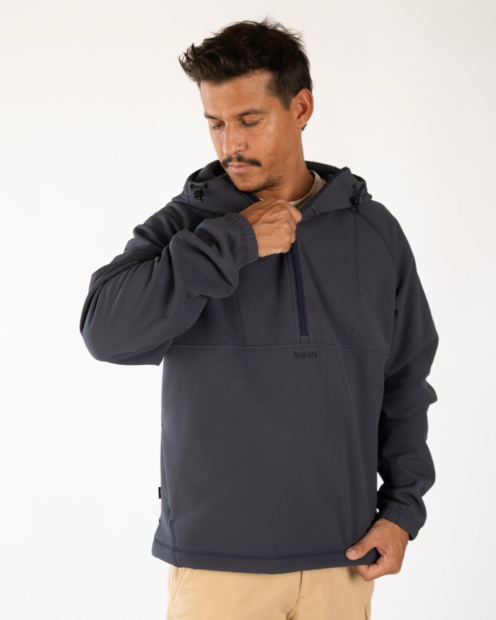 NIKIN TreeHoodie Quarter Zip Hoodie Dark Ink Stormfleece