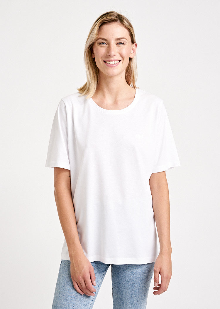 Wijld Tilda T-Shirt Damen Bright White Longer Sleeve Lyocell