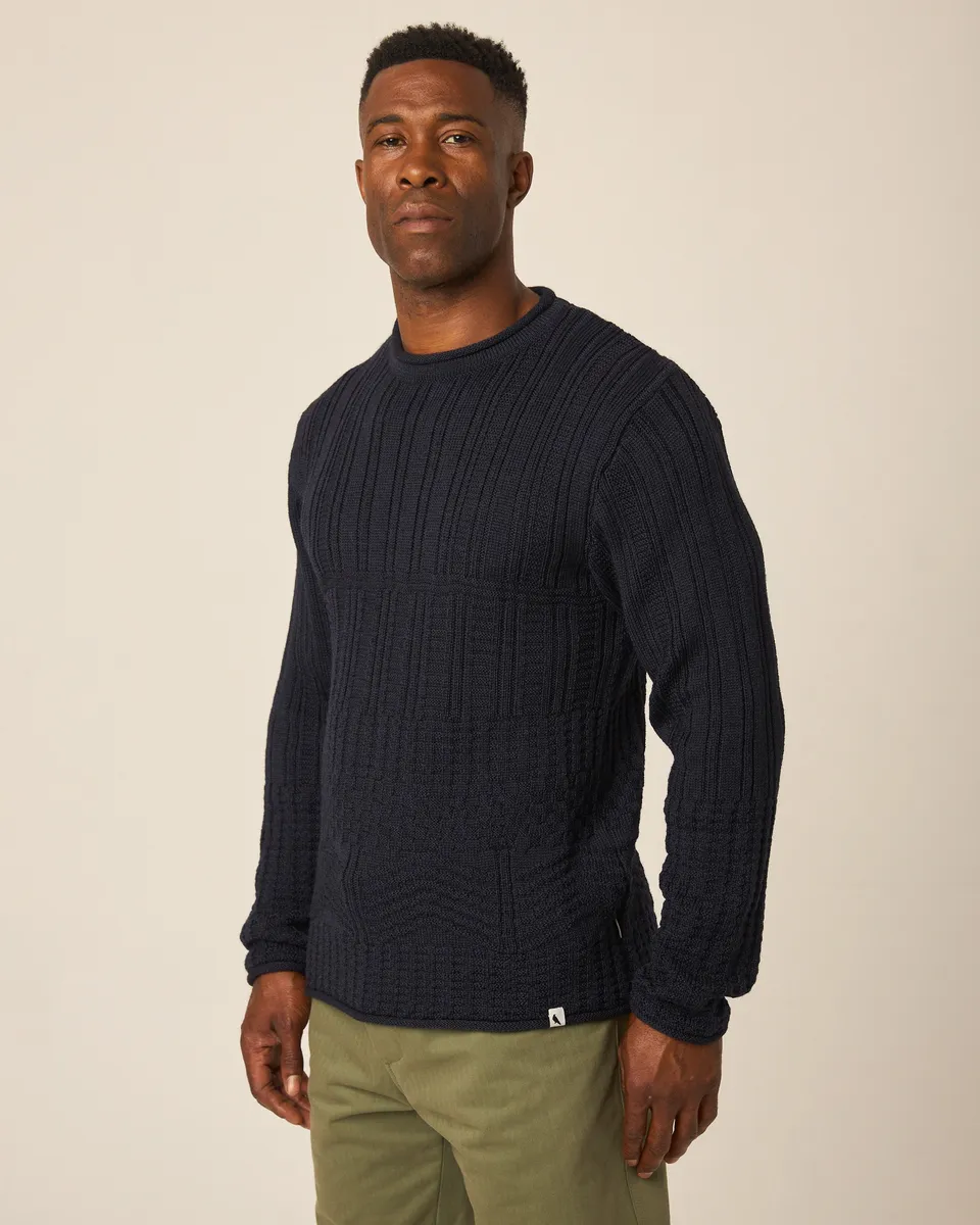 Peregrine Marina Crew Jumper Strickpullover Navy Merino