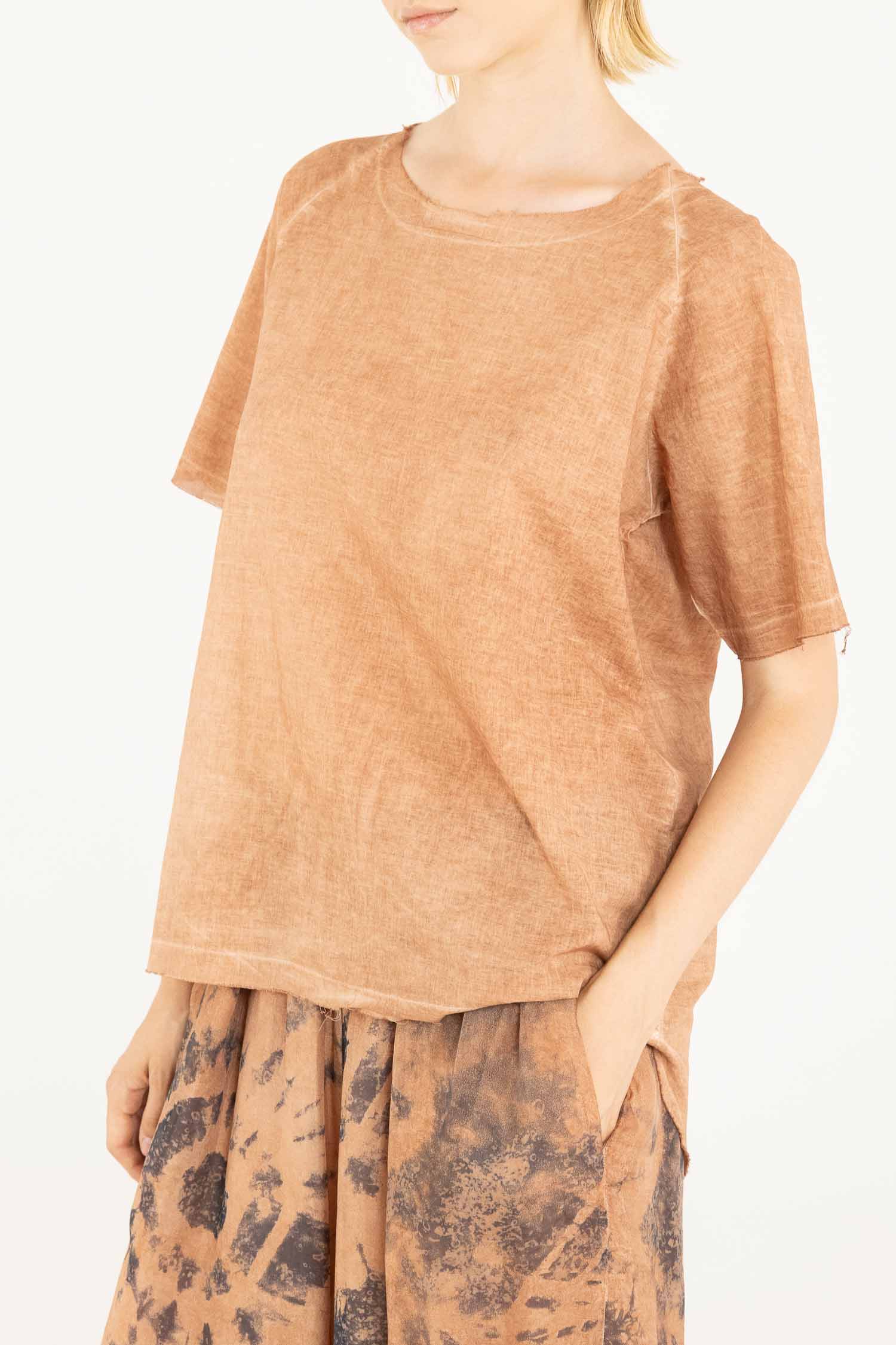 Sanctamuerte T-Shirt Ampia Shirt Musselin-Baumwolle weit