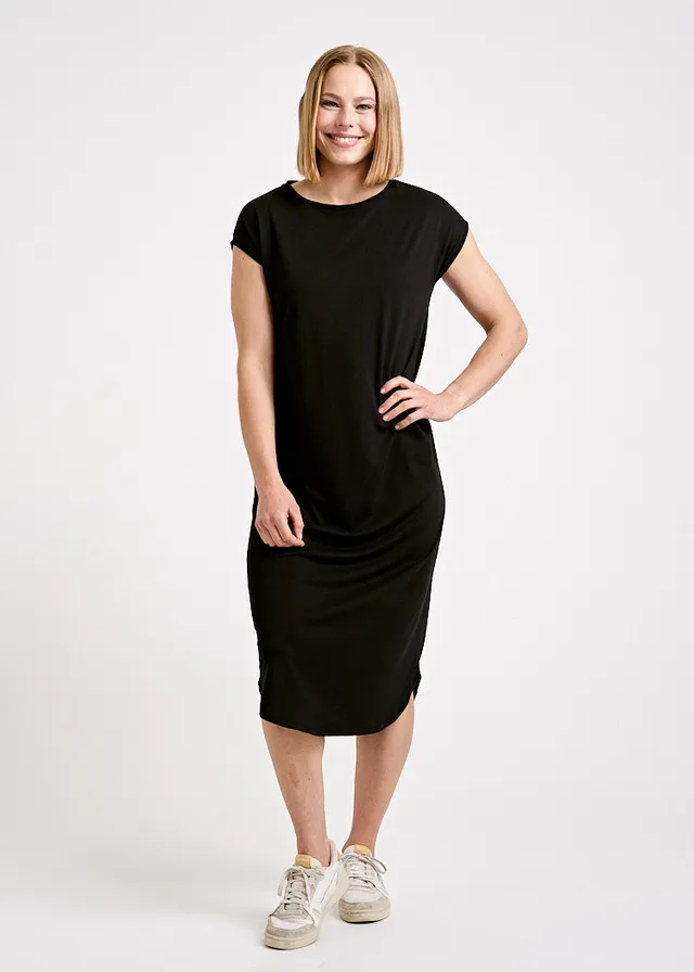 Wijld Kimono Midi-Kleid Black Damenkleid schwarz Lyocell Bio