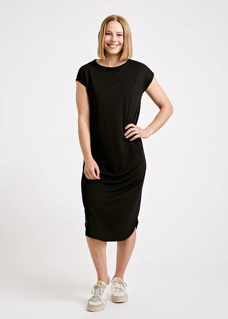 Wijld Kimono Midi-Kleid Black Damenkleid schwarz Lyocell Bio