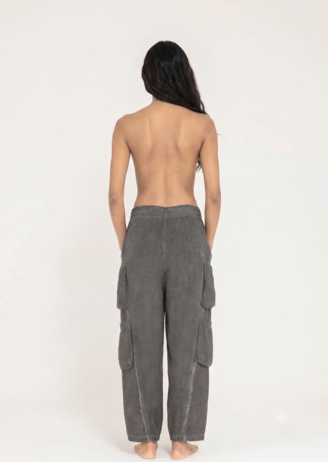 Sanctamuerte Pantaloni Cargo Hose 4 Taschen Gummibund