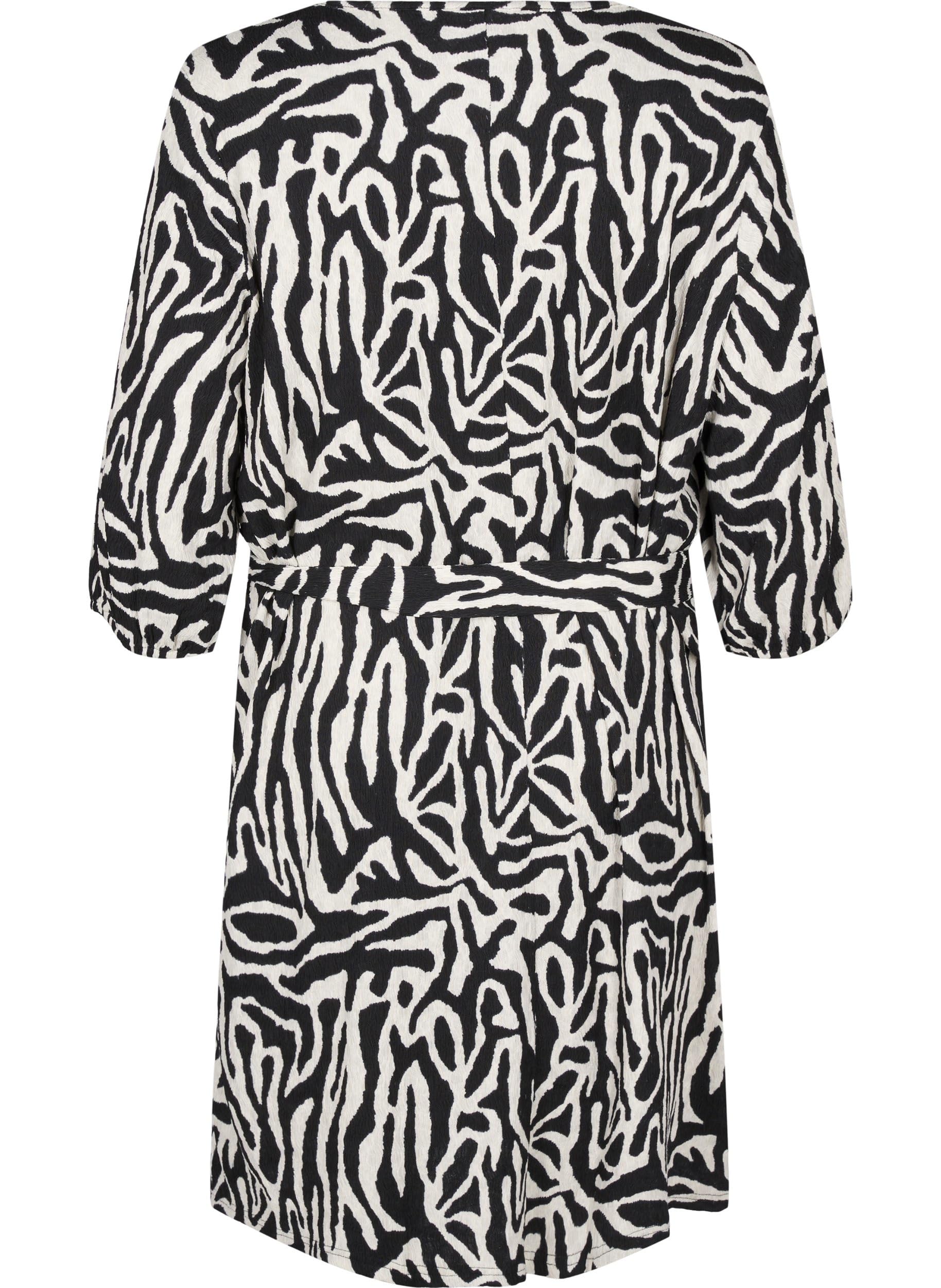 Zizzi Kleid Zebra 3/4-Ärmel V-Ausschnitt Kurzes Kleid