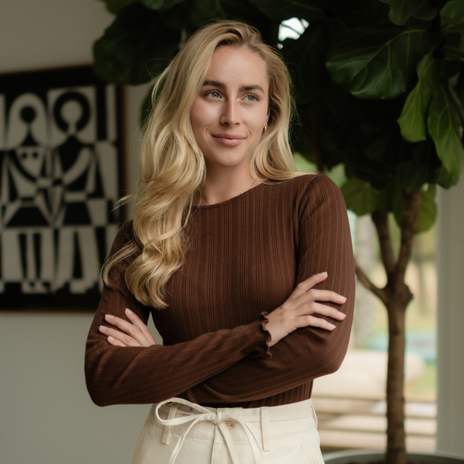 NORDLICHT Maja Langarmshirt Braun Gestreift Bio-Baumwolle