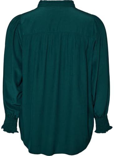 Zizzi Hemdbluse Bluse Lange Ärmel Viskose Rüschenkragen