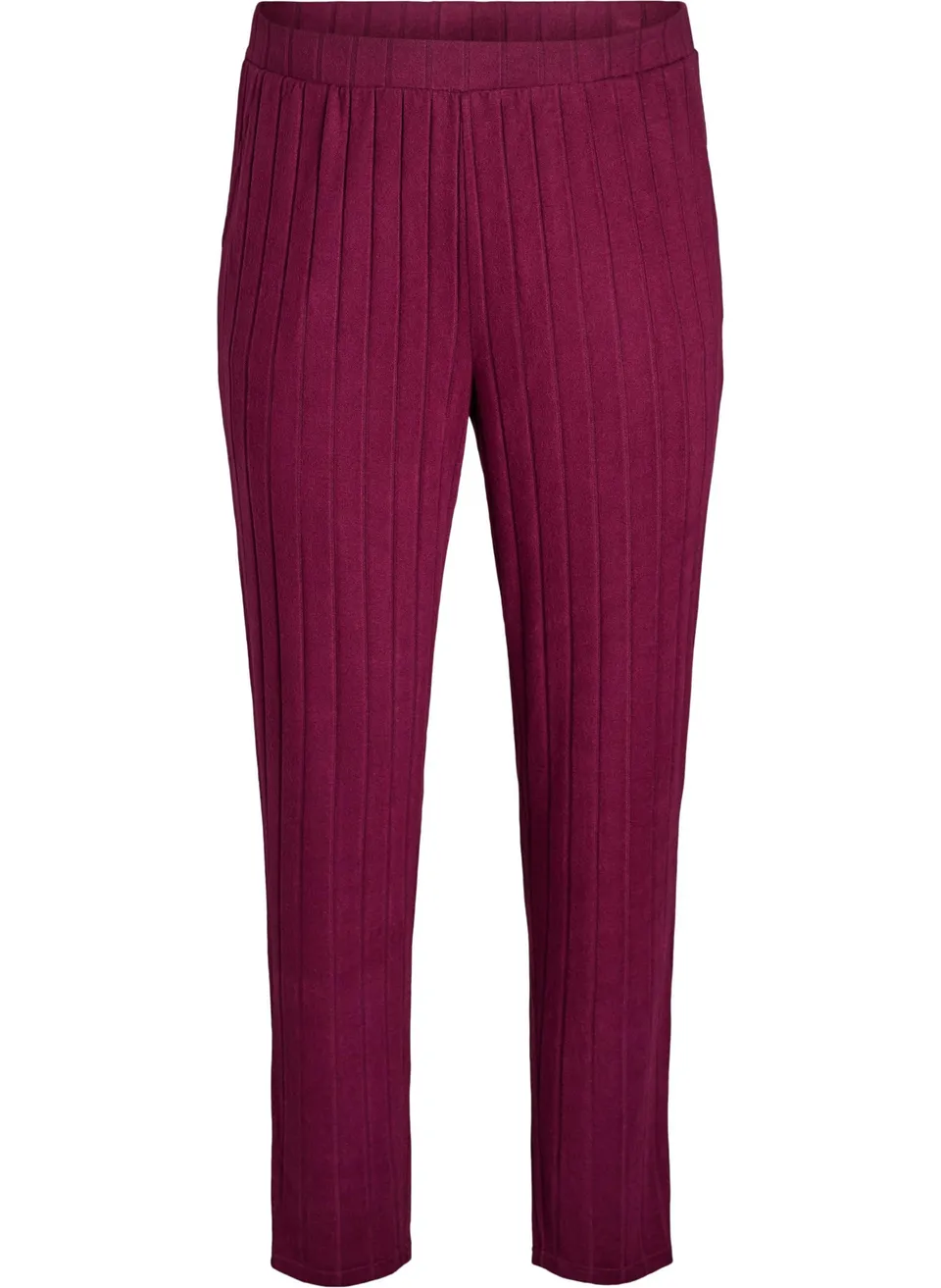 Zizzi Hose Viskose Streifen elastischer Bund Stoffhose