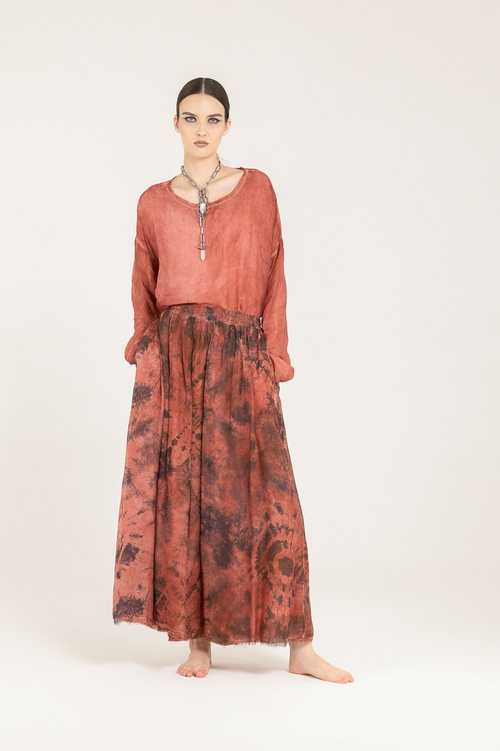 Sanctamuerte Gonne Rock Tie-Dye Viskose-Seide