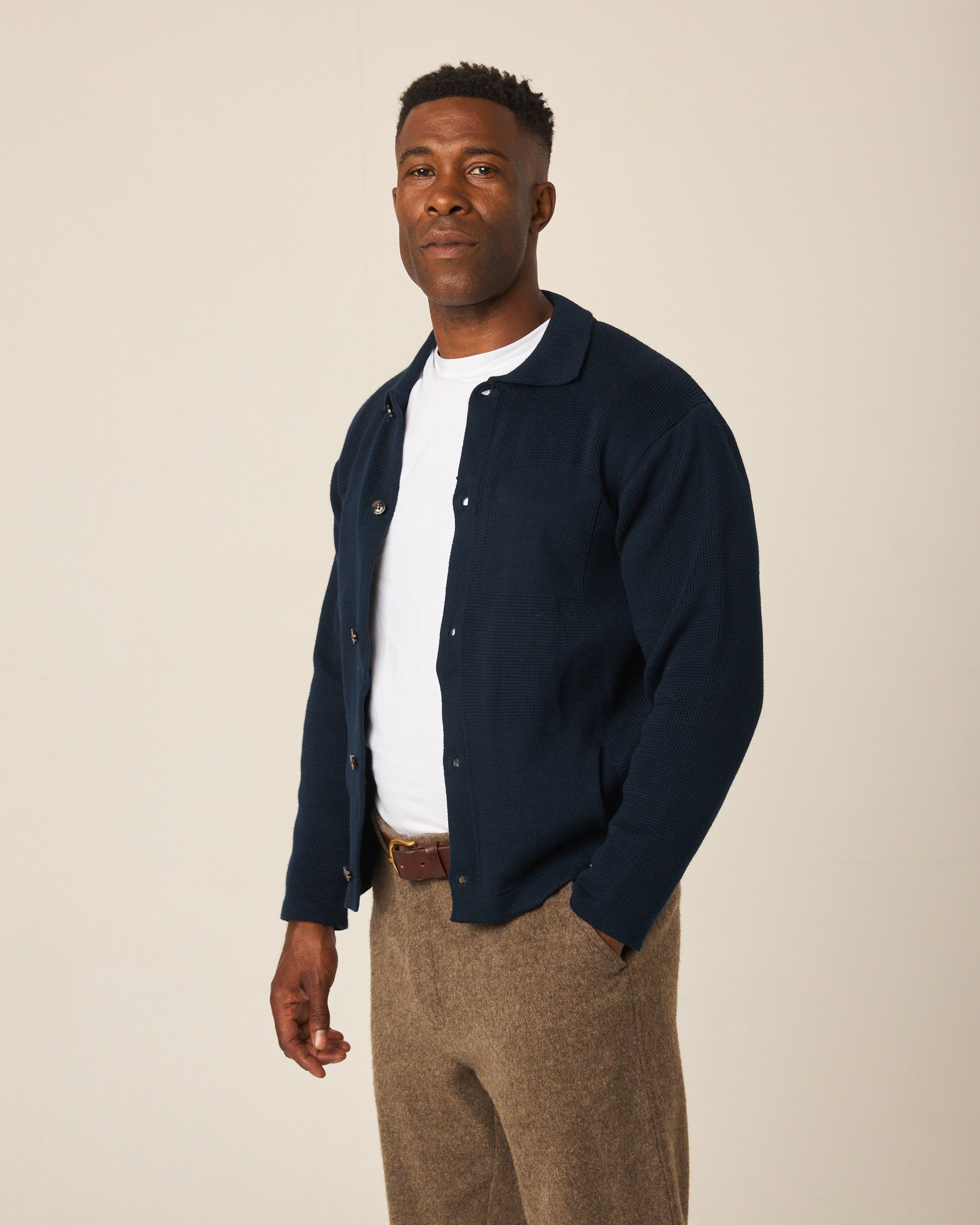 Peregrine Compton Knitted Shirt Strickhemd Washed Denim Boxy Fit