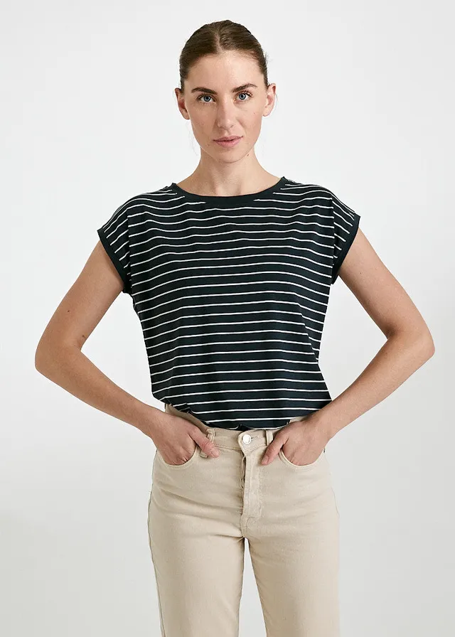 Wijld Elena Stripes Blue Damen Shirt aus Holz locker