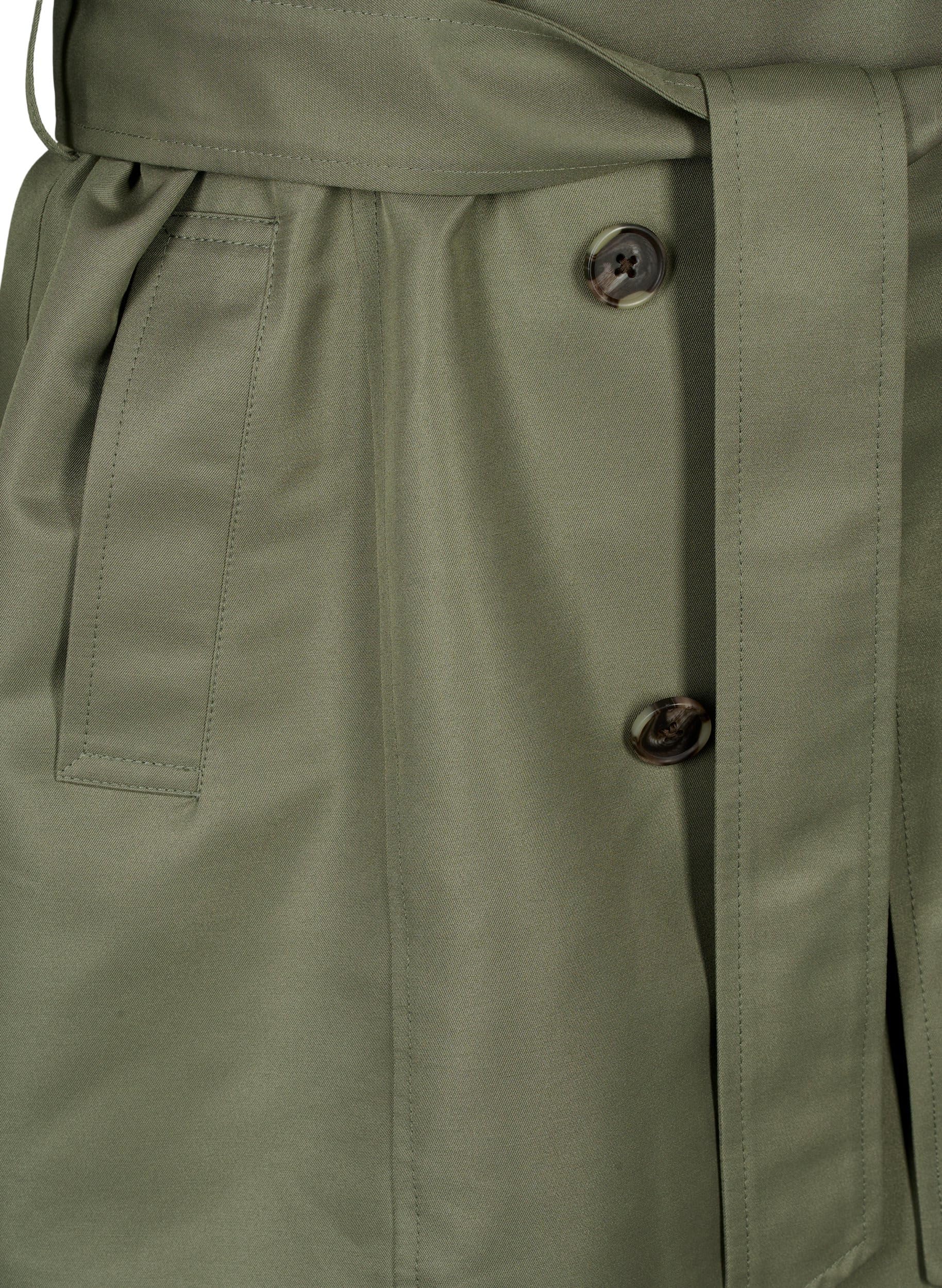Zizzi Trenchcoat Kurz Gürtel Große Größen 42-60