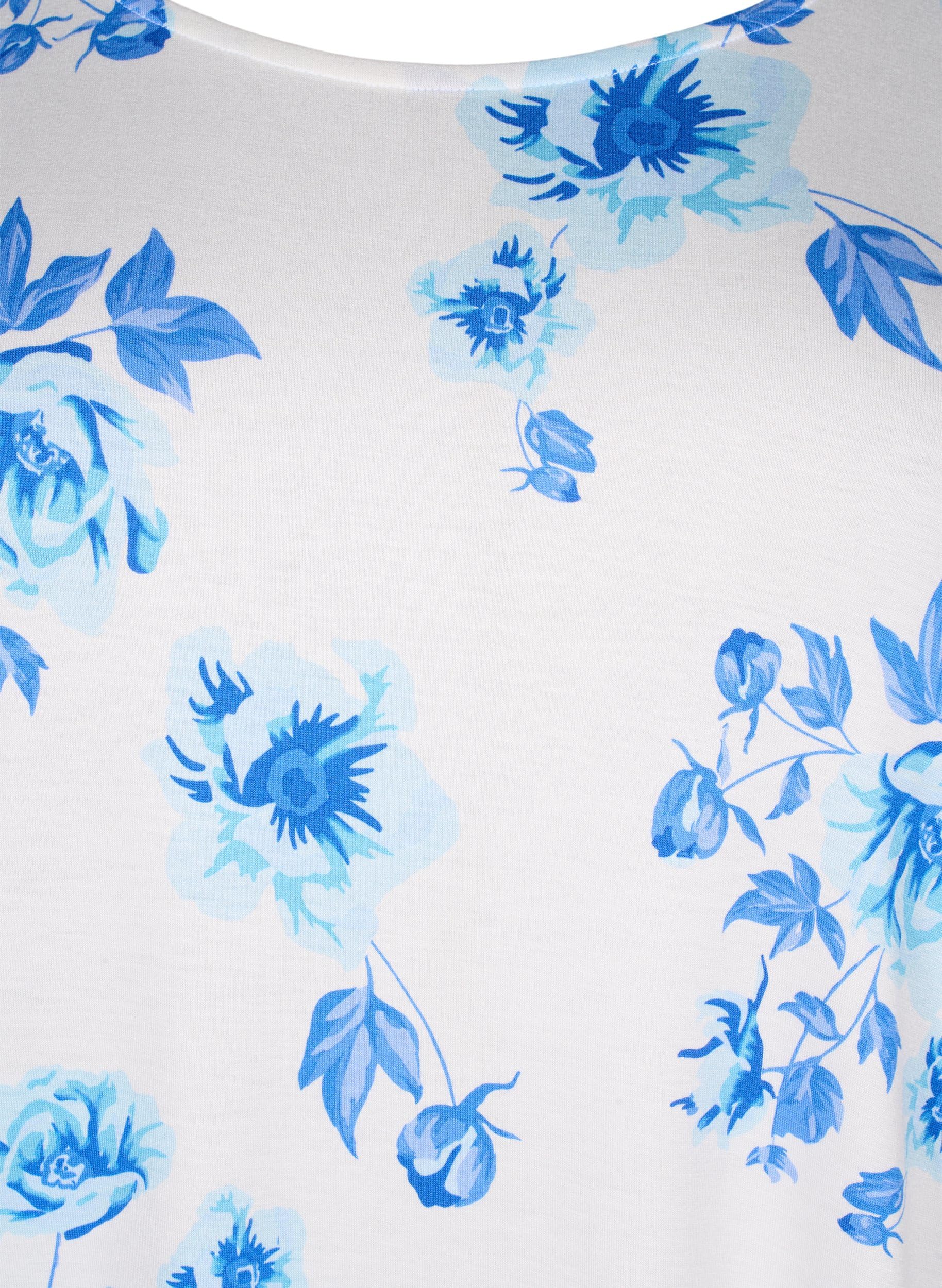 Zizzi T-Shirt Viskose Rundhals Blumenprint Große Größen 42–60