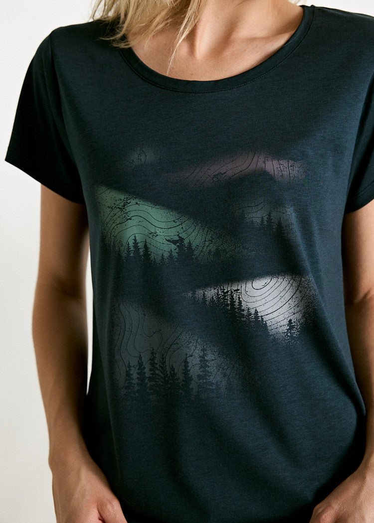 Wijld Lena Brushed Fields Damen T-Shirt Holzfaser