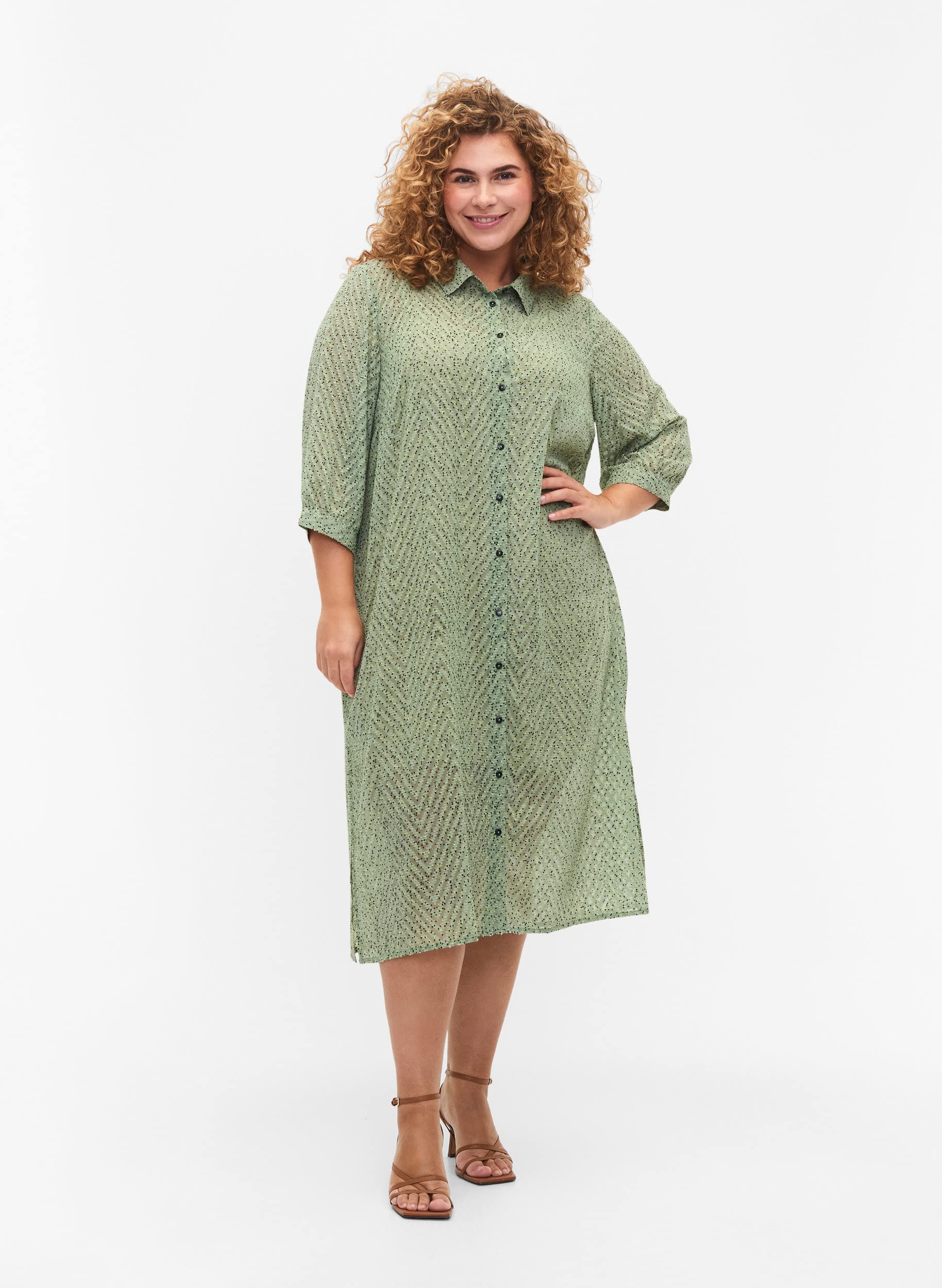 Zizzi Dresses Hemdkleid 3/4 Arm Dots