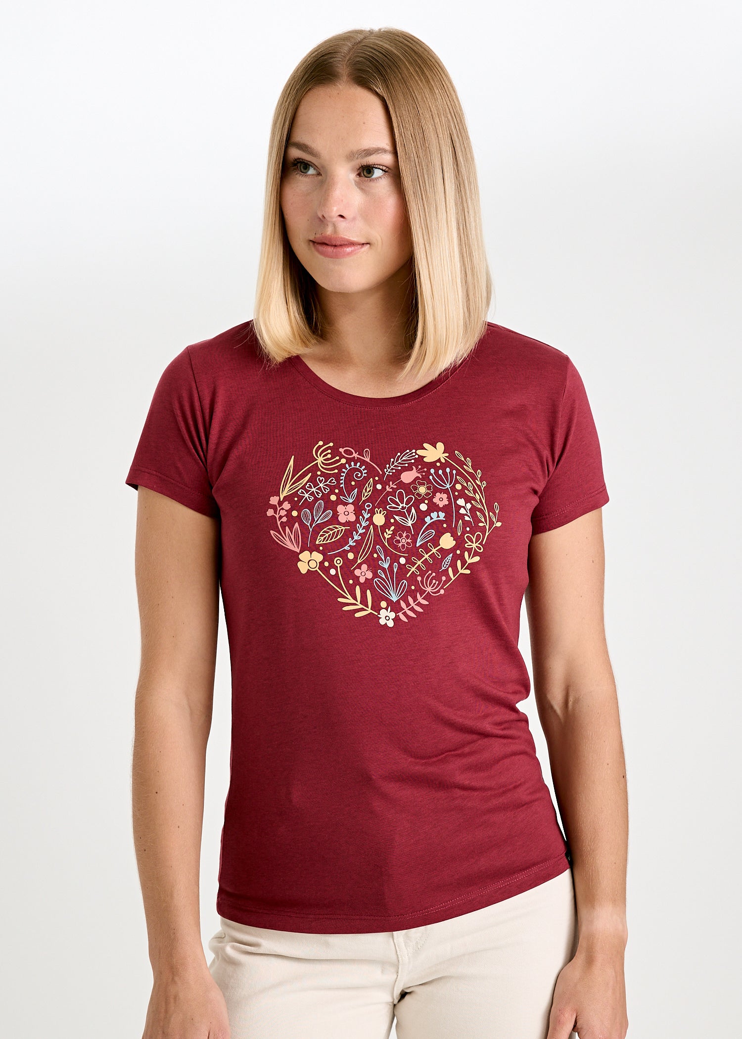 Wijld WoodShirt Sarah Floralheart Damen T-Shirt Lyocell