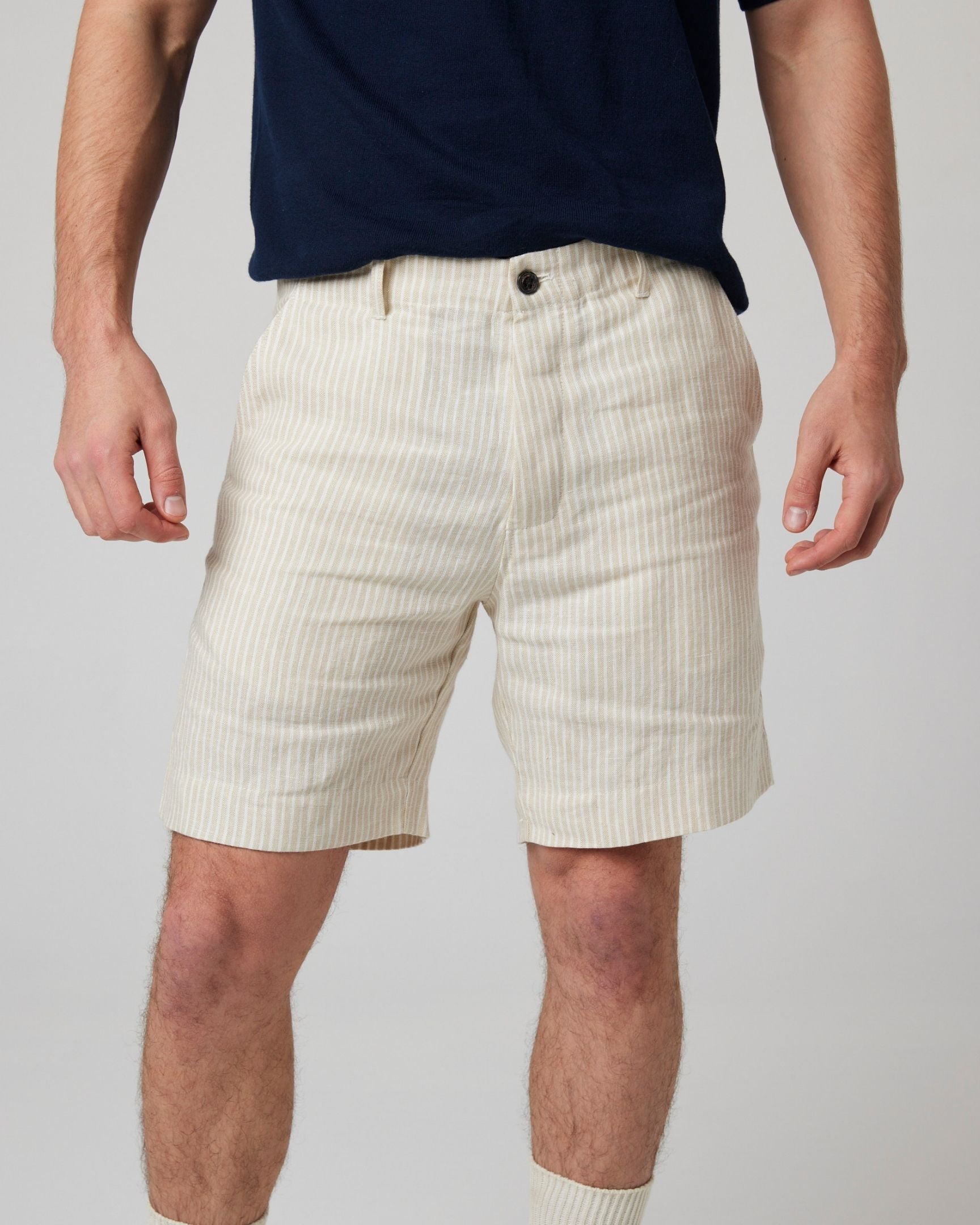 Peregrine Windsor Linen Shorts Navy M Leinen