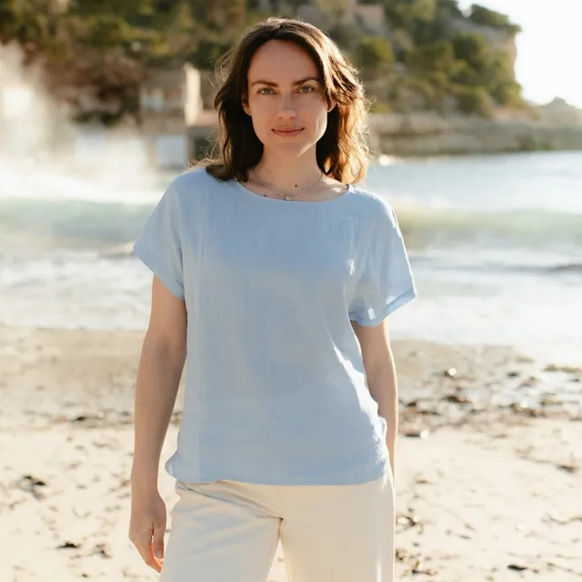 Nordlicht Ida Leinen T-Shirt Blau S 100% Leinen