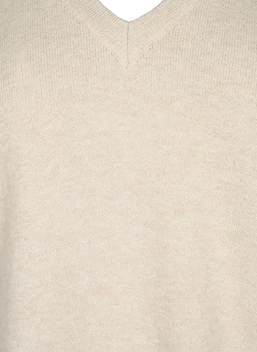 Zizzi Strickpullover Große Größen Melange V-Ausschnitt