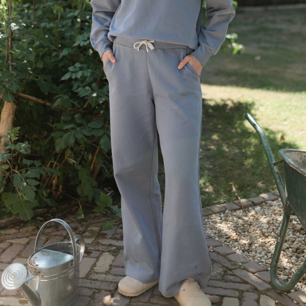 NORDLICHT Lynn Wide Leg Sweathose blau M Bio-Baumwolle