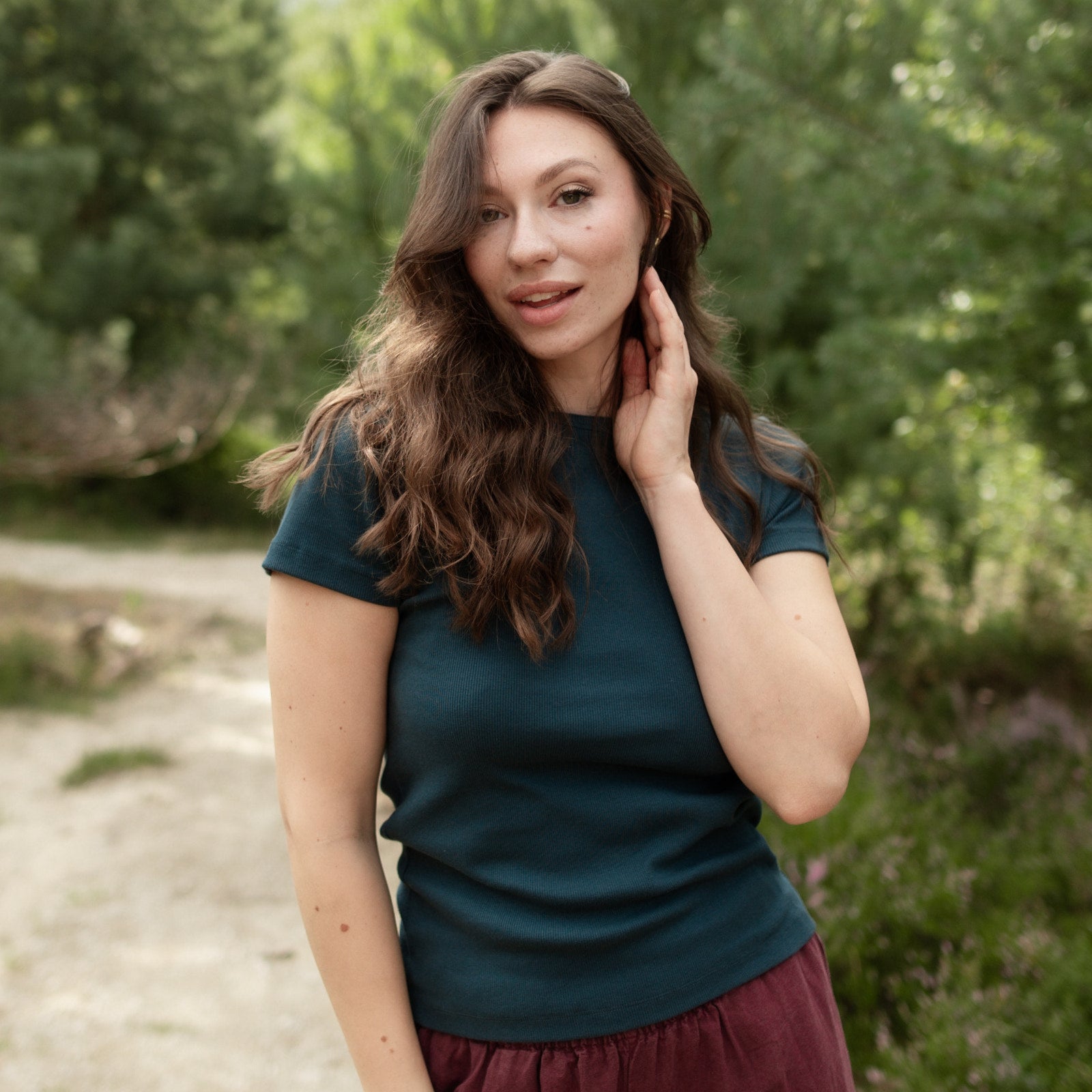 Nordlicht Ylva Ripp T-Shirt grün Bio-Baumwolle Basic