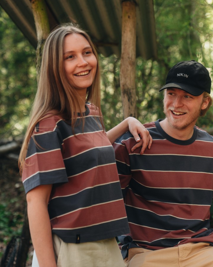 NIKIN TreeShirt Striped T-Shirt Dark Ink-Blush Oversize