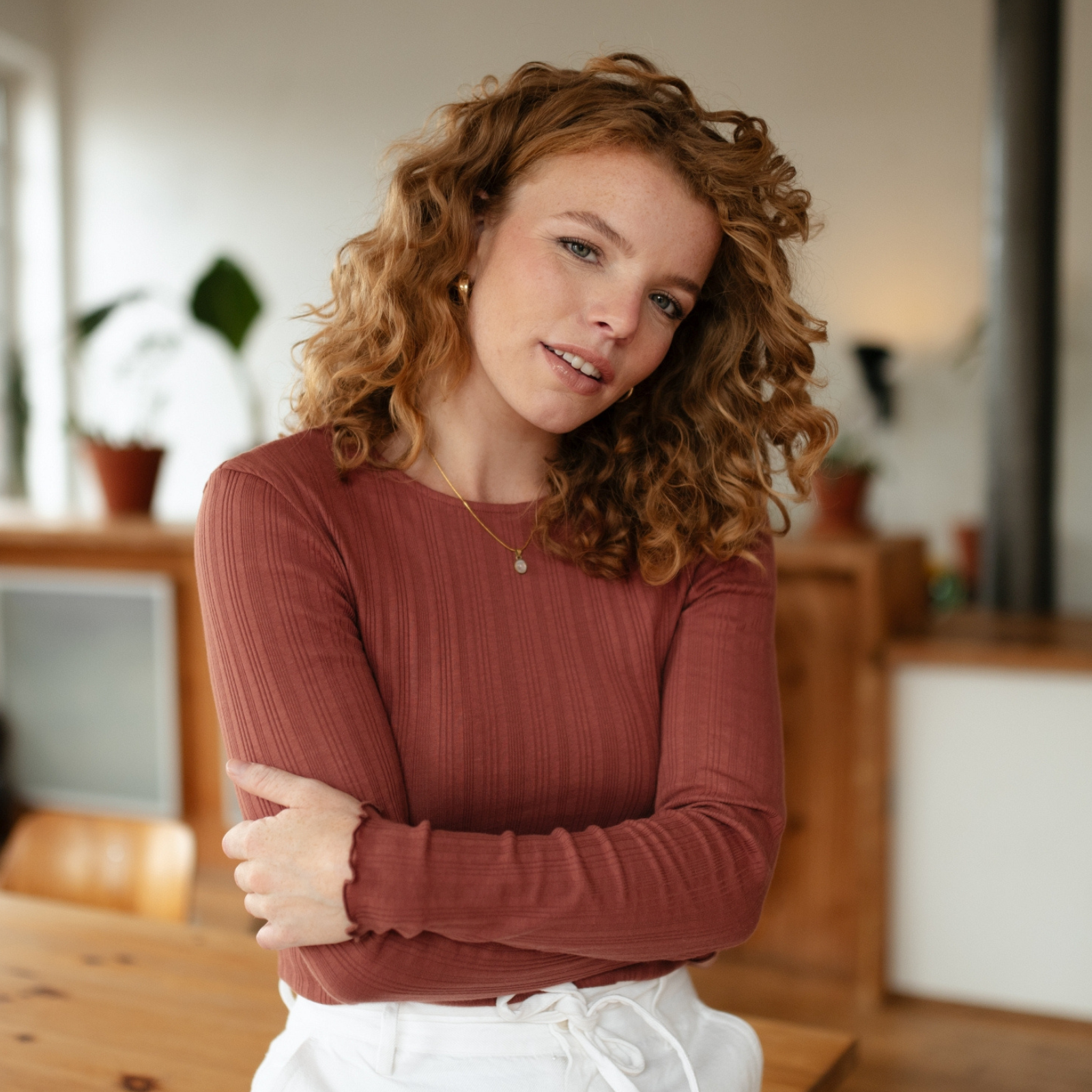 Nordlicht Maja Langarmshirt Altrosa Bio-Baumwolle Körpernah