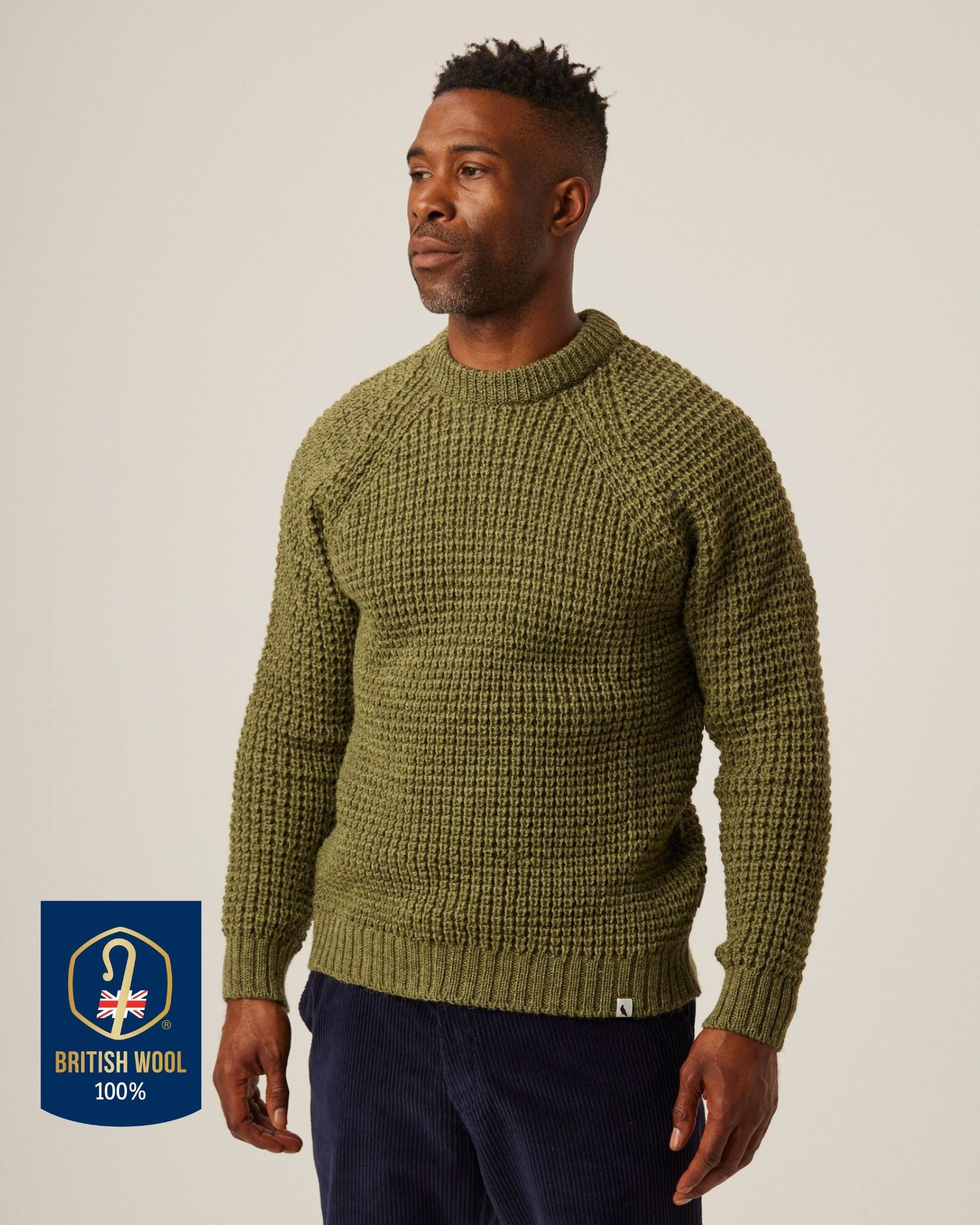 Peregrine Waffle Crew Jumper Wollpullover Navy