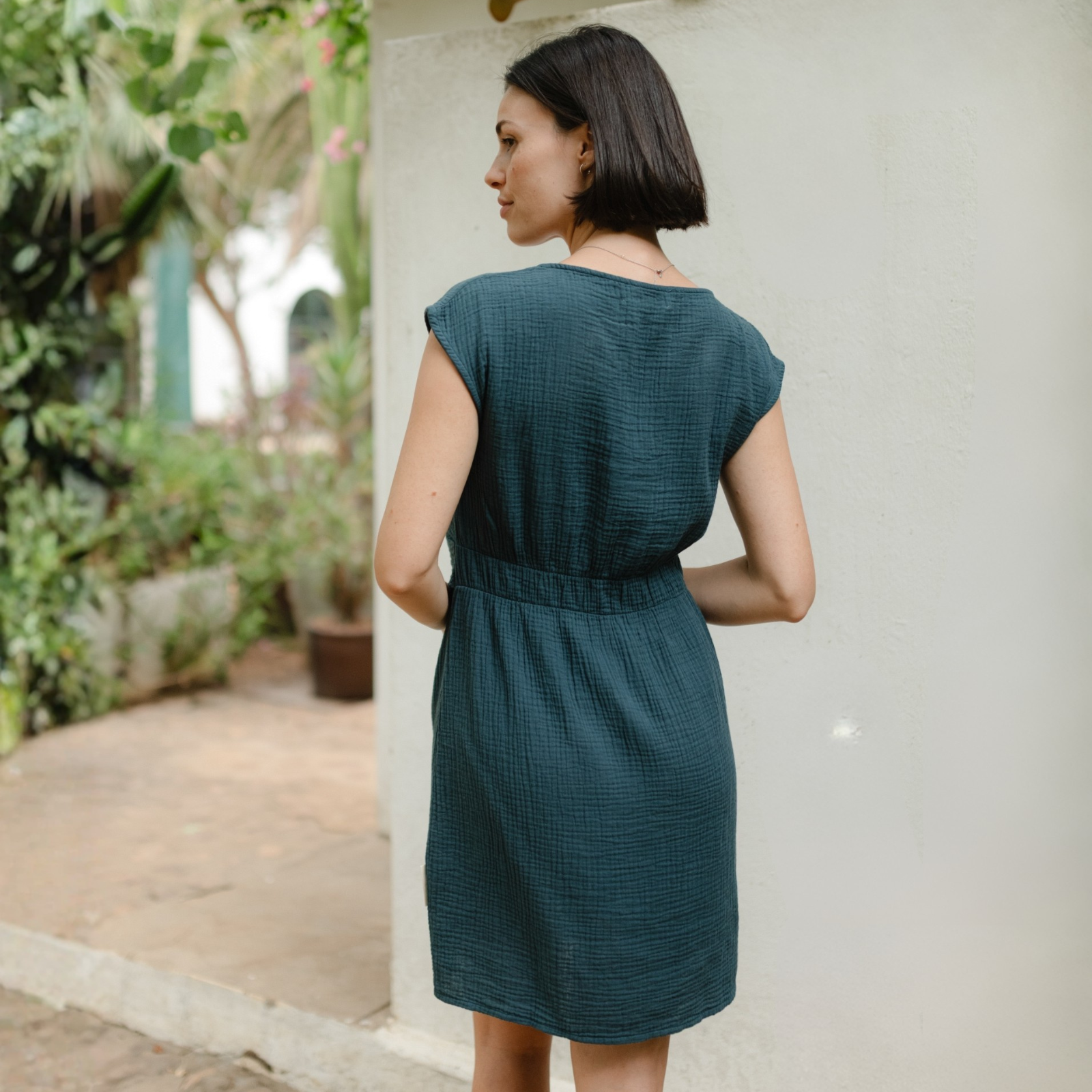 Nordlicht Jule Musselin Kleid Damen Grün M Bio-Baumwolle