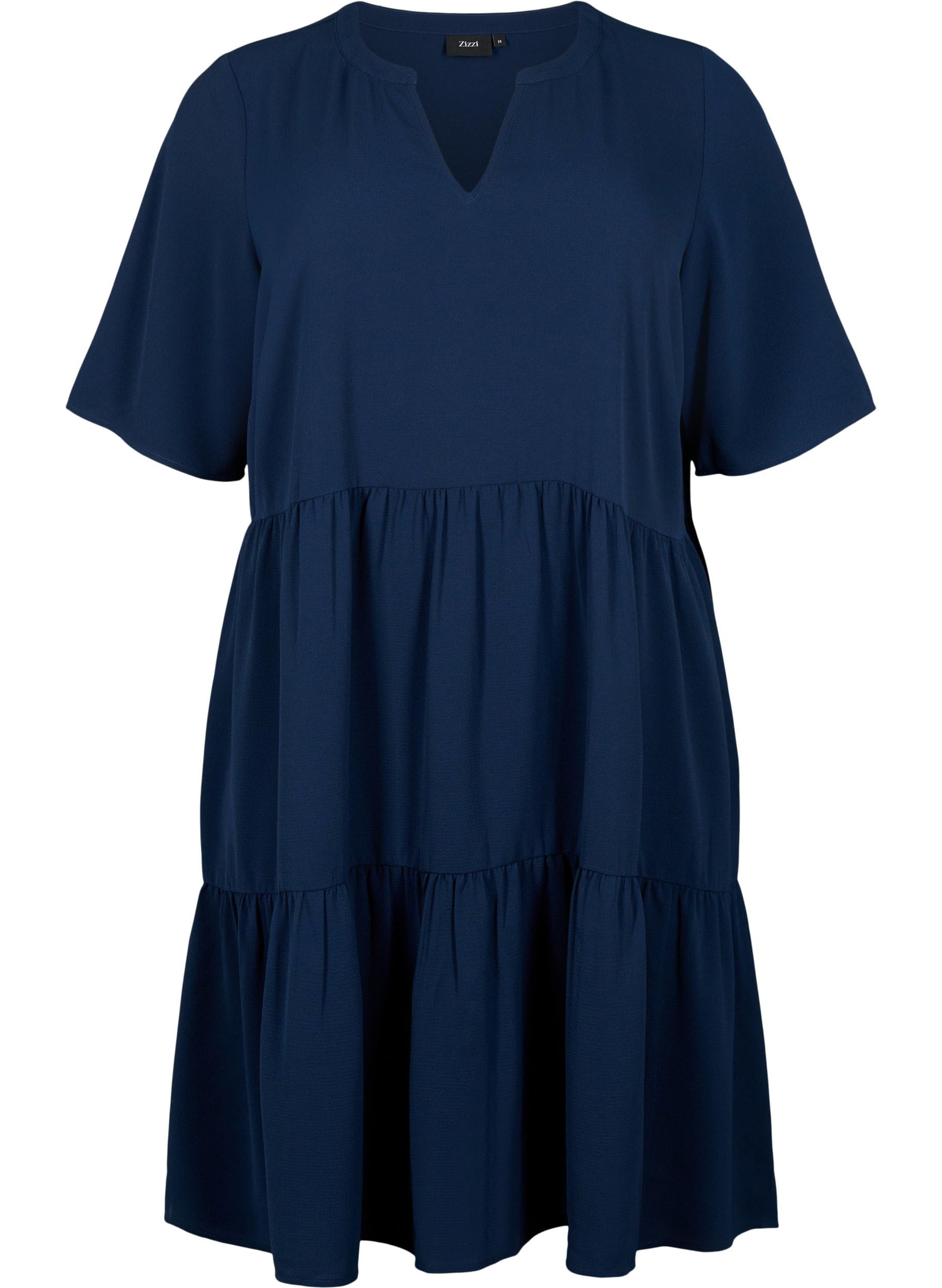 Zizzi Dresses Kleid Kurzarm V-Ausschnitt A-Linie Gr.42-60
