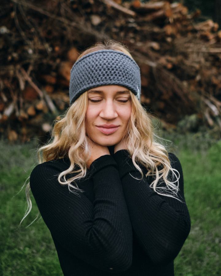 NIKIN TreeHeadband Knitted Fleece Stirnband Steel Blue