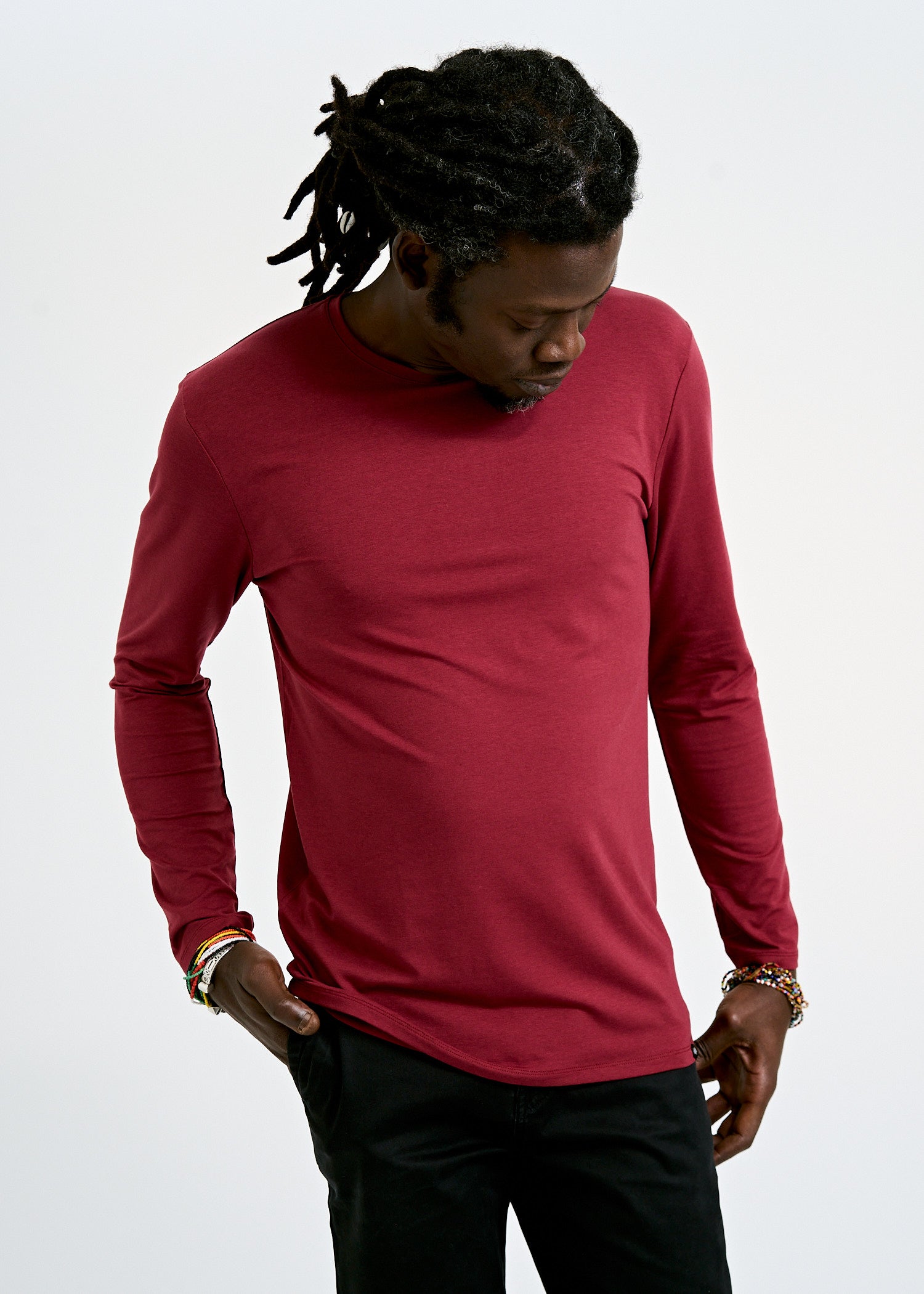 Wijld David Langarmshirt Tibetan Red Herren Lyocell