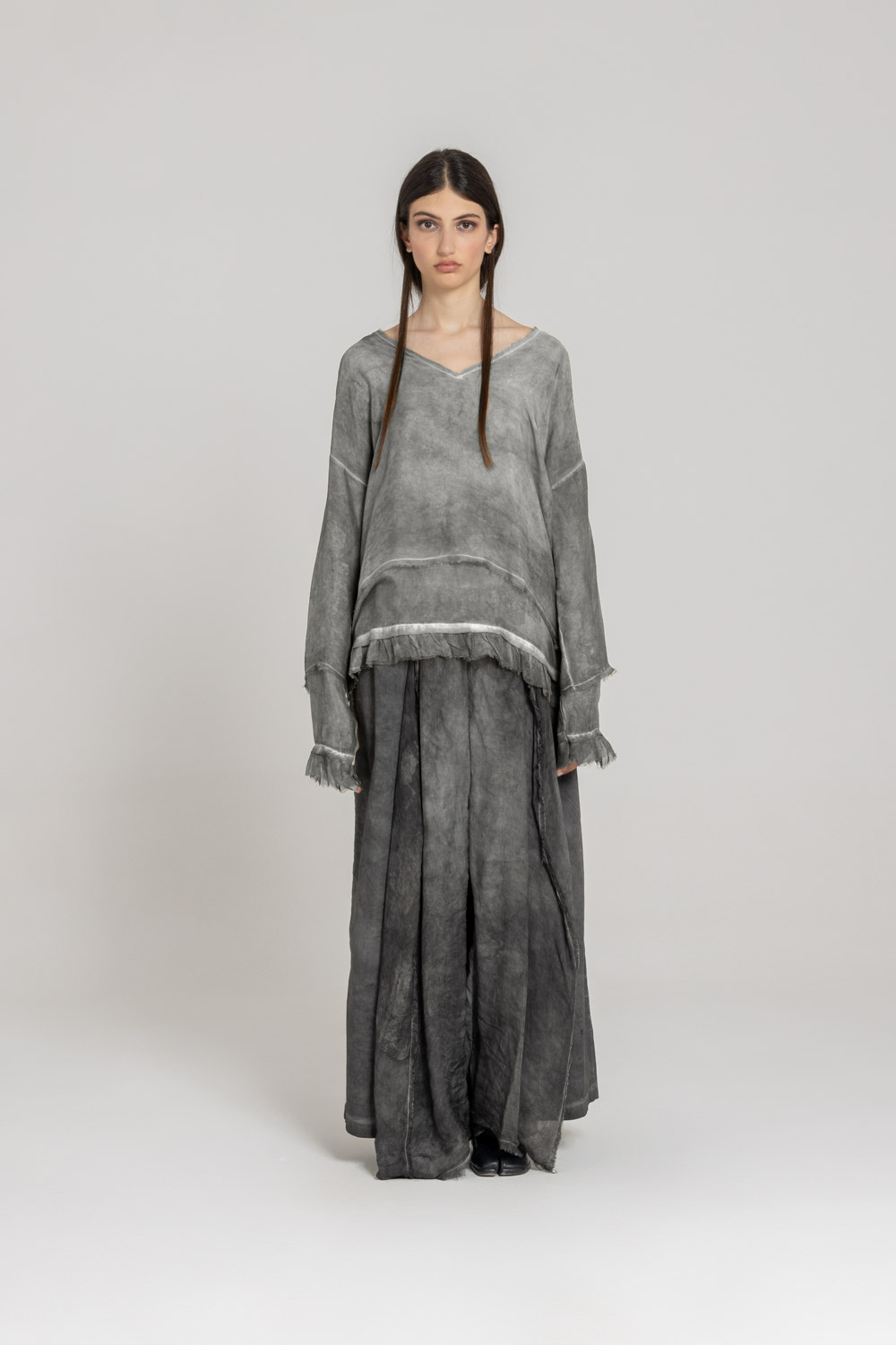 Sanctamuerte T-Shirt Asymmetrisch Langarm Viskose