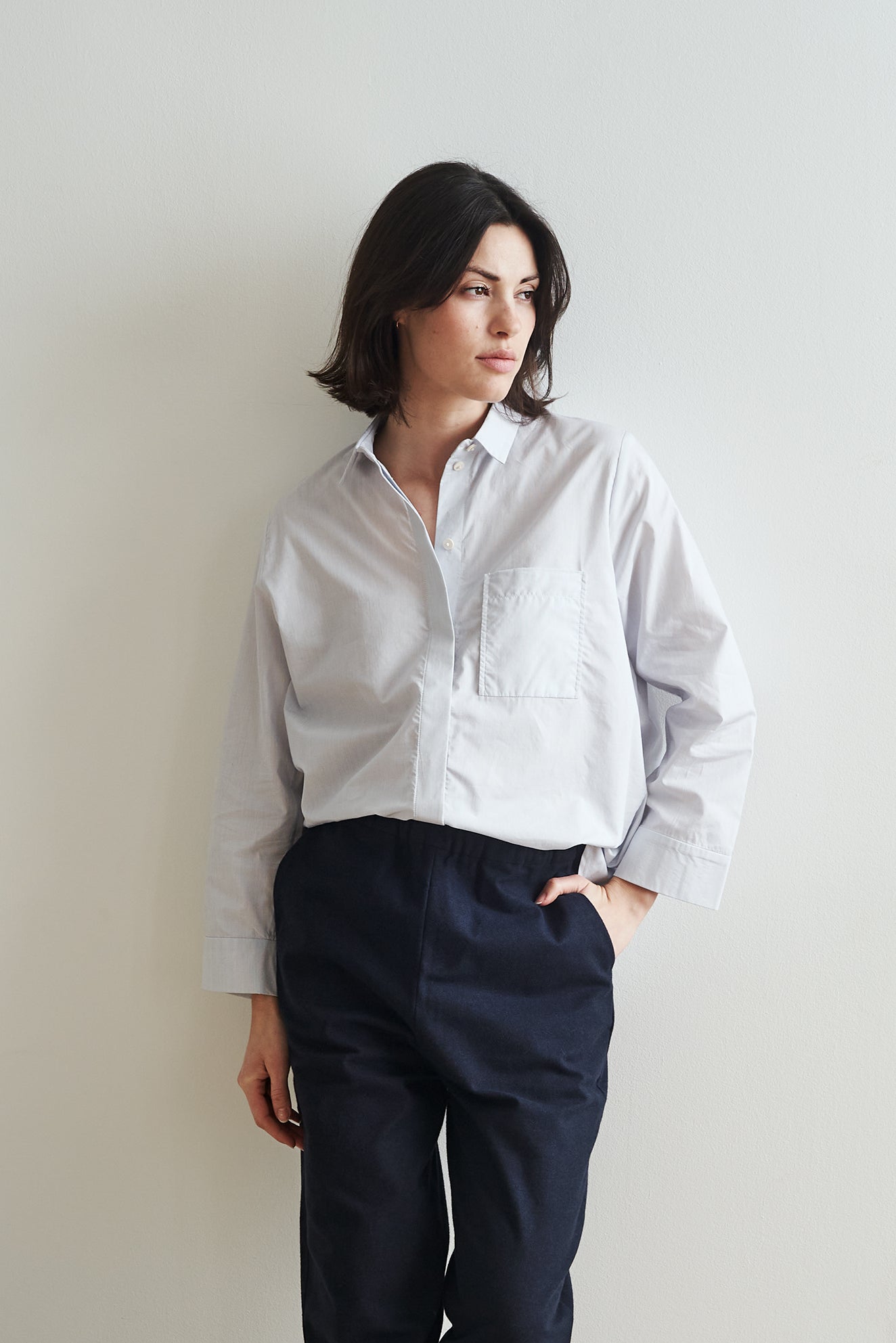 Christiane Strobel YUMI Hemdbluse Bio-Baumwolle Nadelstreifen